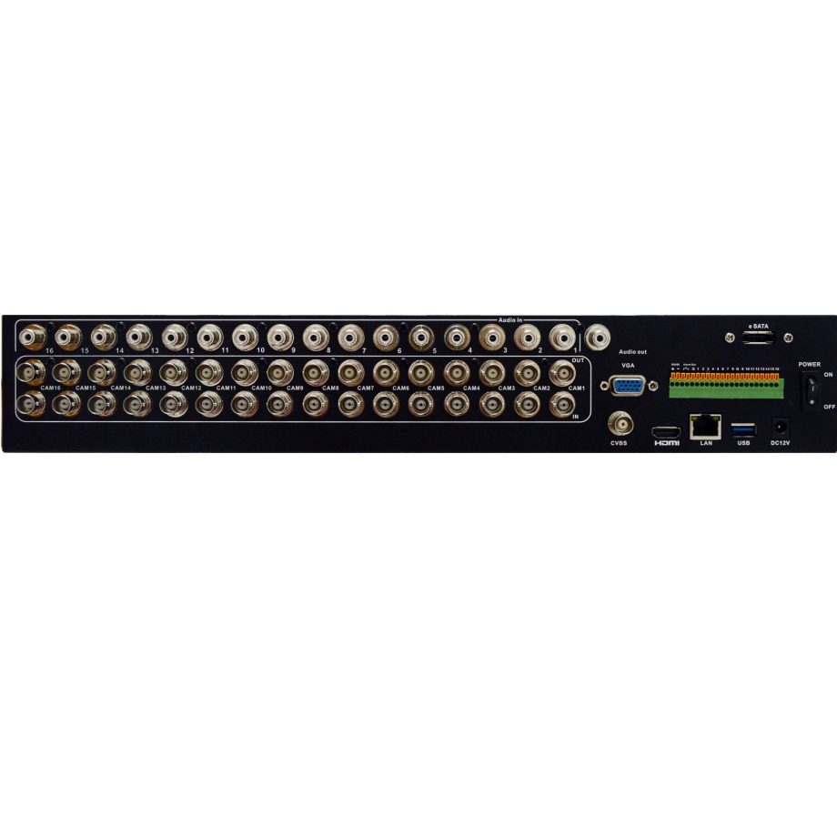 Everfocus Vanguard16x8Plus-12T 16 Channel with 16 Channel Loop Outs HD-TVI/AHD/Analog Digital Video Recorder, 12TB