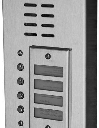 Alpha VI644S04 4 Button Stainless Steel Economy Panel with Surface Side Bends Nameholders and Polycarbonate Cover