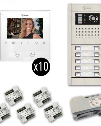 Alpha VKGB2-10AS 10 Unit Color Video Entry Intercom Kit Includes Ten 4.3″ Soft-Touch Monitors, Surface-Mounted Aluminum Entrance Panel, 10-Button