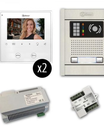 Alpha VKGB2-2AF 2 Unit Color Video Entry Intercom Kit, Two 4.3″ Soft-Touch Monitors, Flush-Mounted Aluminum Entrance Panel, 2-Button