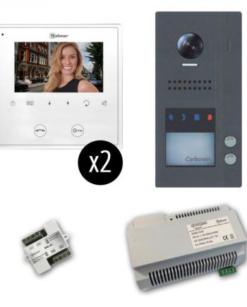 Alpha VKGB2-2FS 2 Unit Color Video Entry Intercom Kit Includes Two 4.3″ Soft-Touch Monitor, Surface-Mounted Entrance Panel, 2 Button