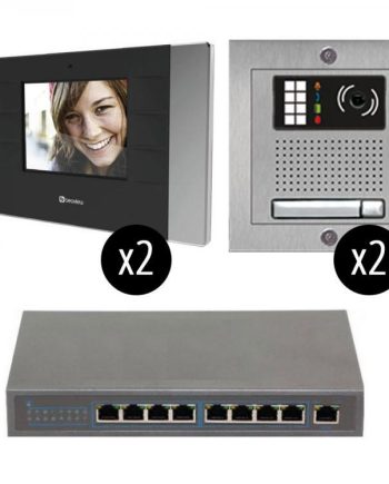 Alpha VKIPP-1SF-2M2D 1 Unit PoE Video Kit-SS-FL 2X2 Includes 2- M300 IP Plus Monitor (2) 1 Button Flush St. St. Door Camera Stations & Power Equip