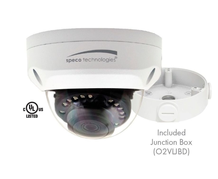Speco VLD2A 1080p HD-TVI / HD-AHD / HD-CVI Indoor/Outdoor IR Dome Camera, 2.8mm Lens, White Housing