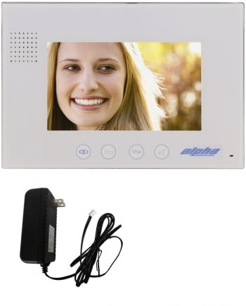 Alpha VM237WPS 7″ Add-On Video Monitor with Power Supply, White