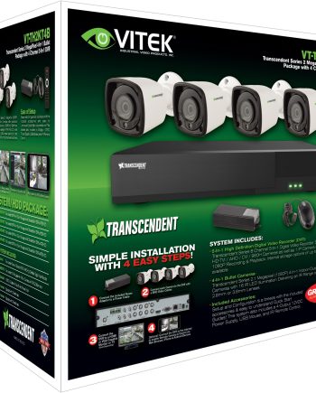 Vitek VT-TH2KT41TB-2 4 Channel 1080P 4-IN-1 (TVI/AHD/CVI/CVBS) DVR, 1TB 5-IN-1 with 4 X 2 MegaPixel Bullet Cameras, 2.8mm
