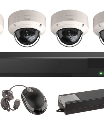 Vitek VT-TH5KT810TD 8 Channel 5-IN-1 (TVI/AHD/CVI/CVBS) DVR, 10TB with 4 x 5 Megapixel Vandal Dome Cameras, 3.6mm Lens