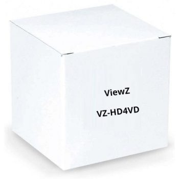 ViewZ VZ-HD4VD 8 Channel DVR, 1TB with 4 X Outdoor IR AHD/TVI/CVI/Analog Dome Cameras, 2.8-12mm Varifocal Lens