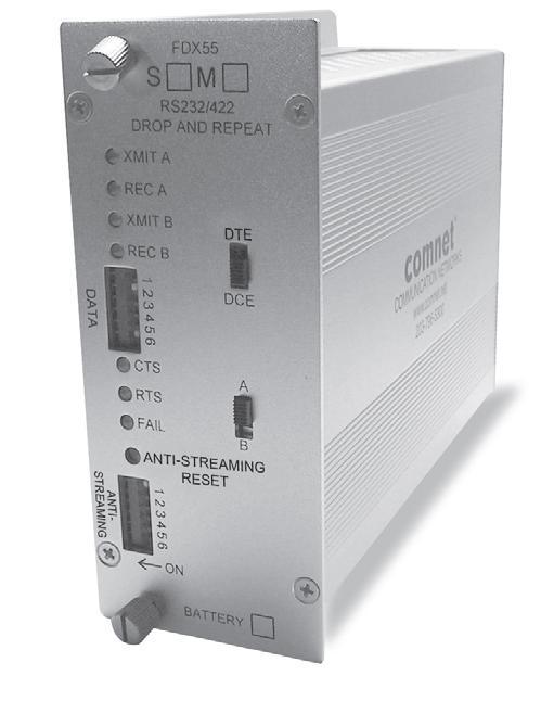 Comnet FDX55M2E RS232/422, DB25 Repeater, MM, 1 Fiber