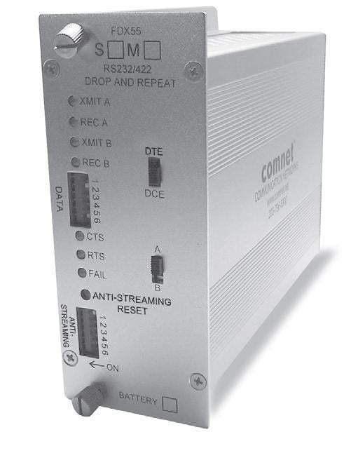 Comnet FDX55S1AE RS232/422 DB25 Repeater, SM, 1 Fiber