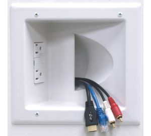 Peerless AV IBA5 W In Wall Plastic Cable Plate With Surge Suppressor