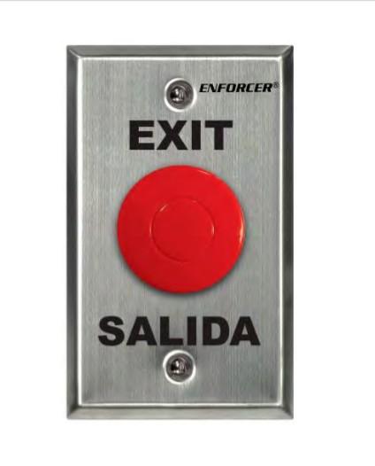 Seco Larm SD 7213 RSP Single Gang, Red 1 1/2" (38mm) Round Mushroom Cap Button
