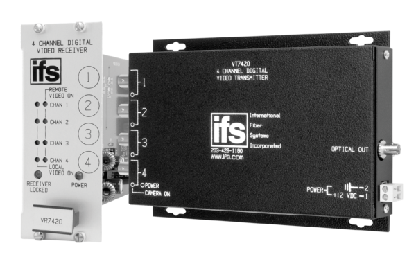 GE Security Interlogix VR7430R3 4 Channel Digital Video Receiver, SM LASER, 1 Fiber, Rack Mount