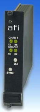 American Fibertek RT 9P55 Dual Multi protocol Bi directional Data Rack Card Tx 12dB MM 1 Fiber