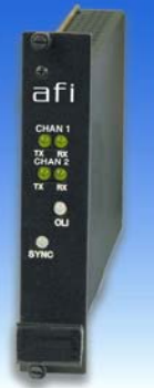 American Fibertek RT 9P558SL Dual Multi protocol Bi directional Data/Audio Rack Card Tx 21dB SM 1 Fiber