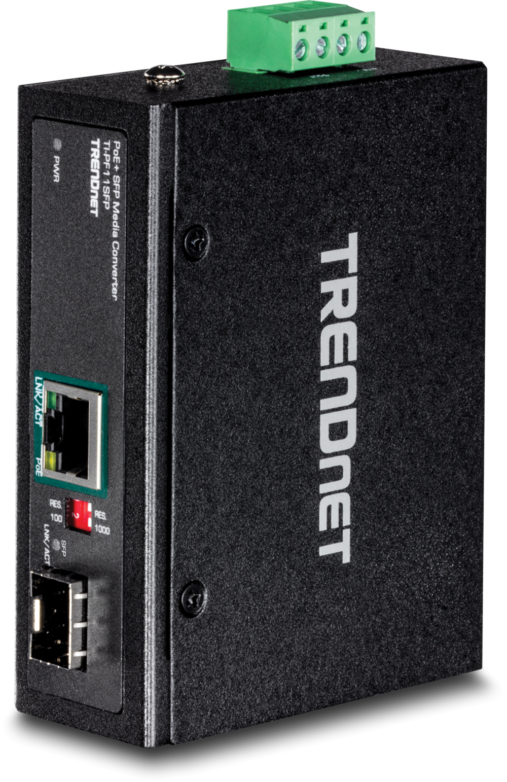 TRENDnet TI-PF11SFP Hardened Industrial SFP to Gigabit PoE+ Media Converter