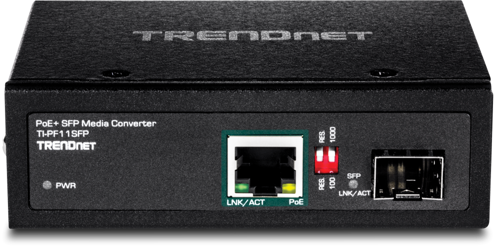 TRENDnet TI-PF11SFP Hardened Industrial SFP to Gigabit PoE+ Media Converter