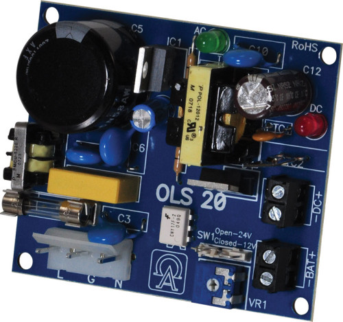 Altronix OLS20E Power Supply Charger, Single Output, 12VDC 1A or 24VDC 0 5A, 115VAC, Board
