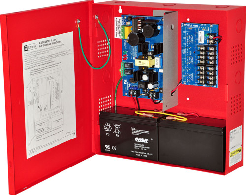 Altronix AL400ULPD8CBR Power Supply Charger, 8 PTC Class 2 Outputs, 12/24VDC @ 4A, 115VAC, Red BC300 Enclosure
